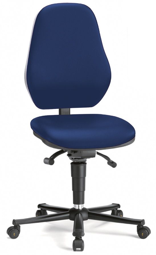 Produktbild von Bimos Nexxit 2 Arbeitsdrehstuhl – Mit Rollen, Supertec-Gewebe Schwarz, Griff Blau, Sitzhöhe 450-600 Mm, Synchrontechnik Für Industrie & Werkstatt