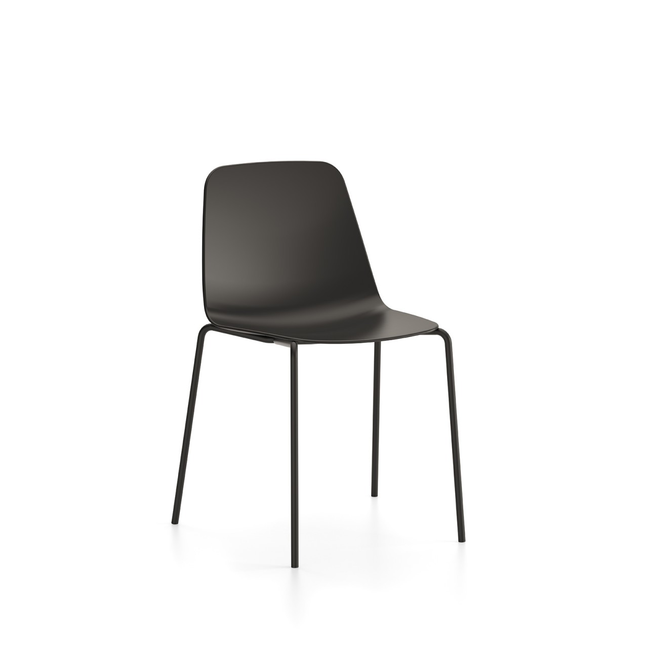 Viccarbe Maarten Chair, Four Metal Base 4-Fuss-Stuhl mit Metallgestell und ro...