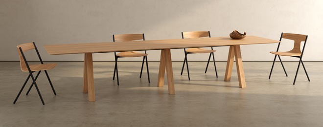 viccarbe Trestle Double Table Konferenz- u. Arbeitstisch mit 360cm Breite