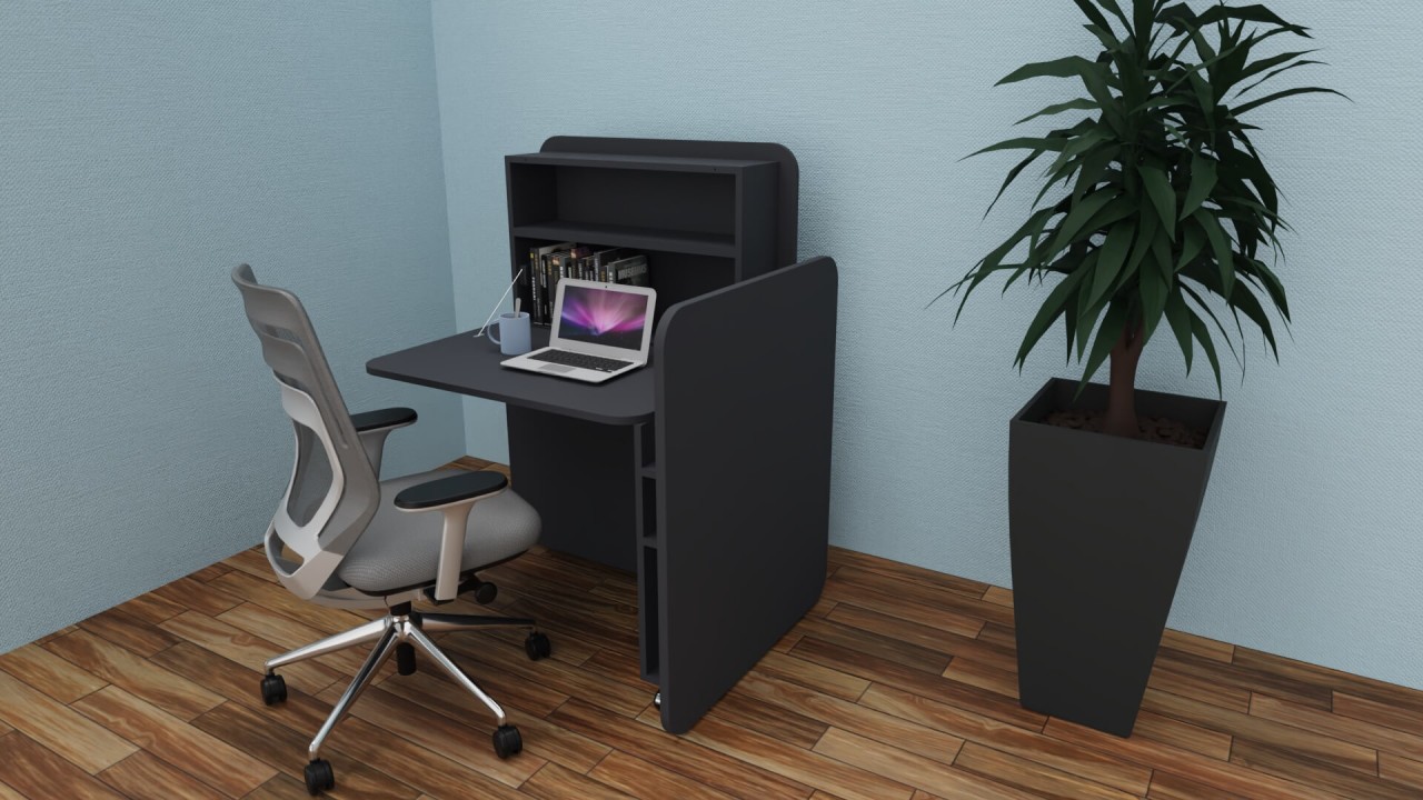 fm Flat Up Kompakt-Schreibtisch Farbe Graphitschwarz, arbeiten in Home und Of...