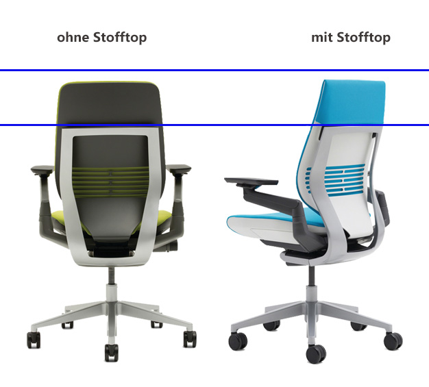Steelcase Gesture Bürostuhl in der Ausführung mit Stofftop (Wrapped Back) ohne Kopfstütze