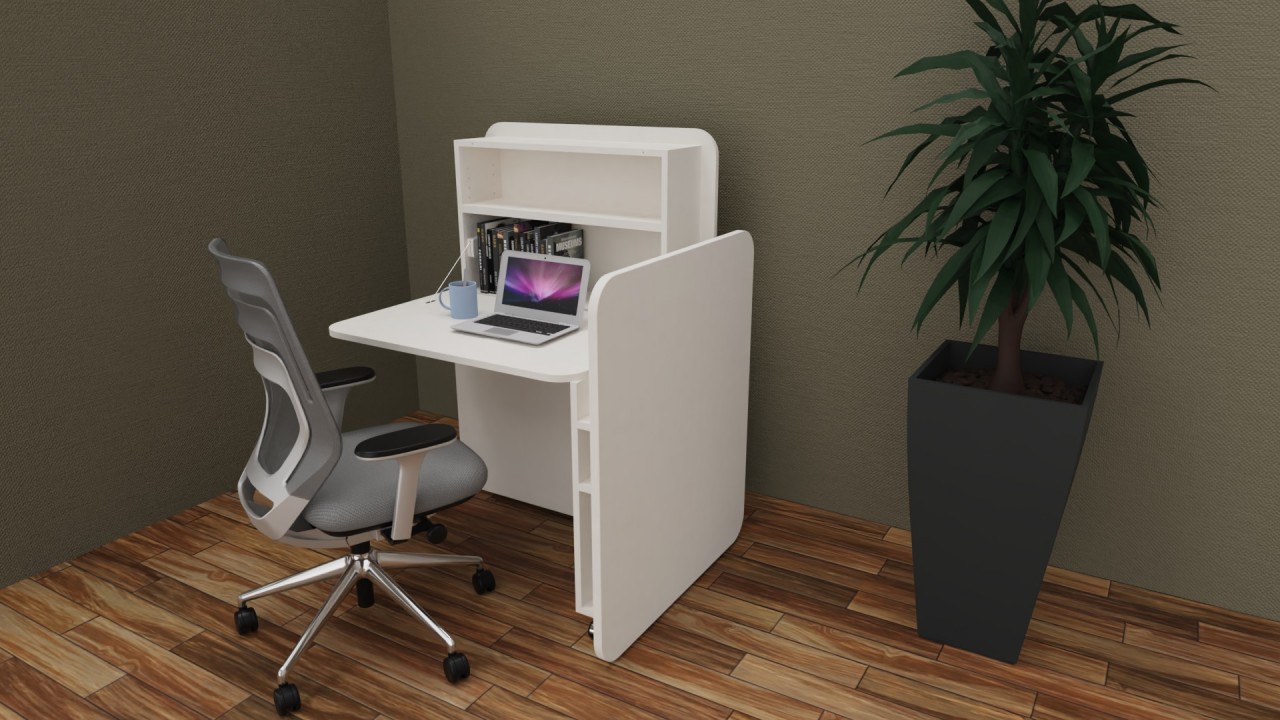 fm Flat Up Kompakt-Schreibtisch Farbe Diamantweiss, arbeiten in Home und Offic...